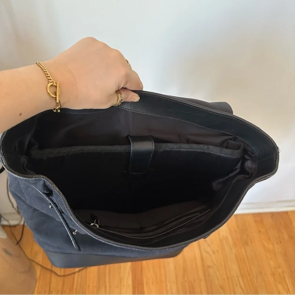 Still Nordic Leather Canvas Backpack Black Laptop Minimalist Unisex